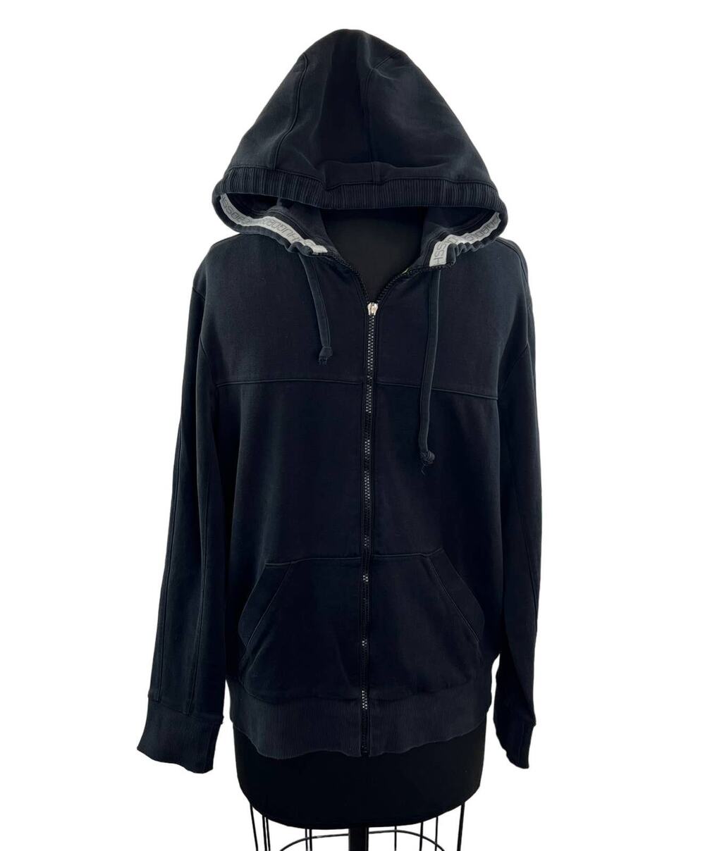 HUGO BOSS Black M Full Zip Hoodie Long Sleeve Drawstring Neck Twin Hip Pockets